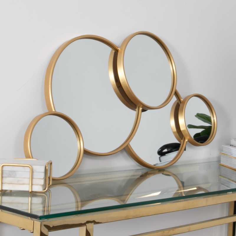 Ashpinoke - Gold Multi Circle Metal Mirror