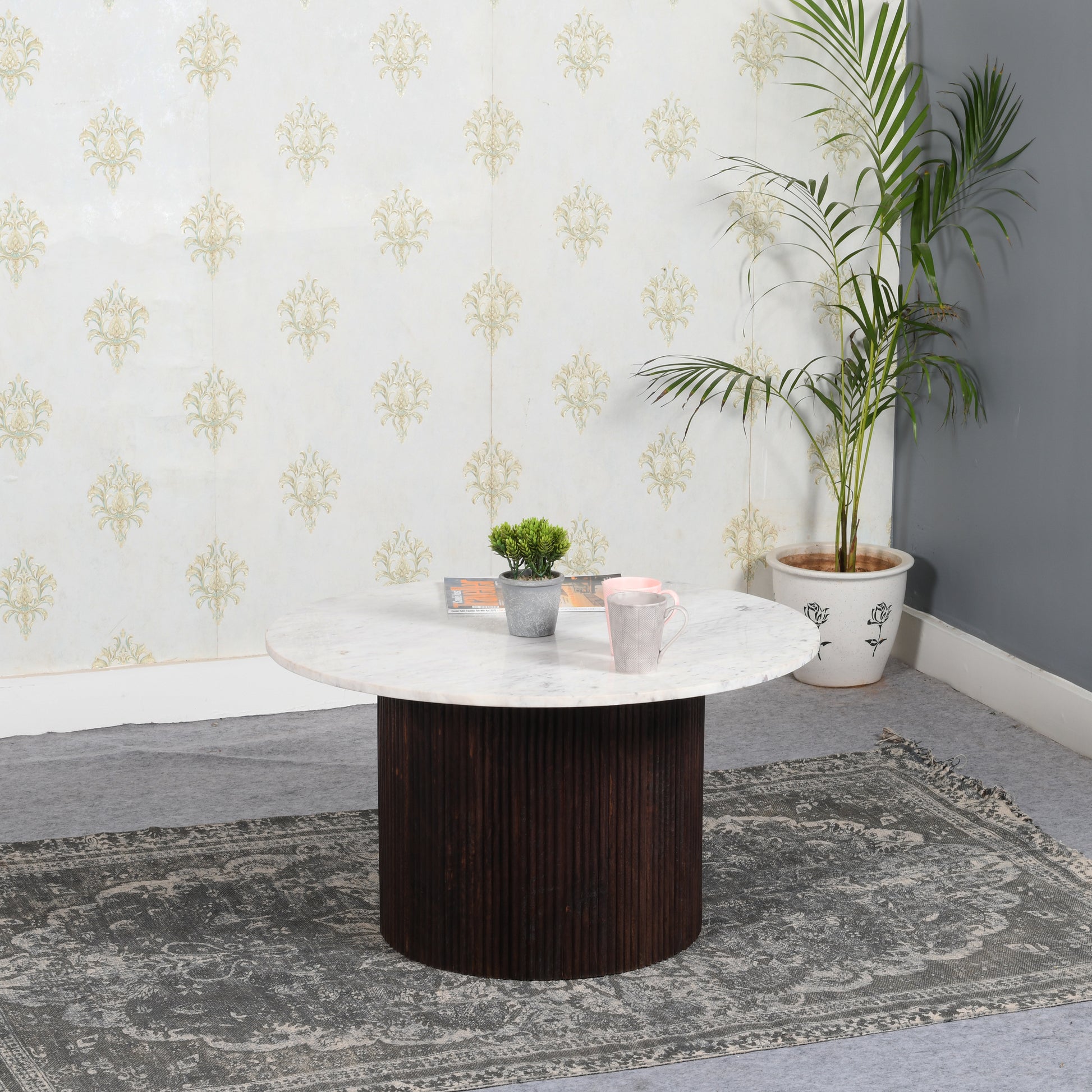 Opal Mango Wood Coffee Table With Marble Top