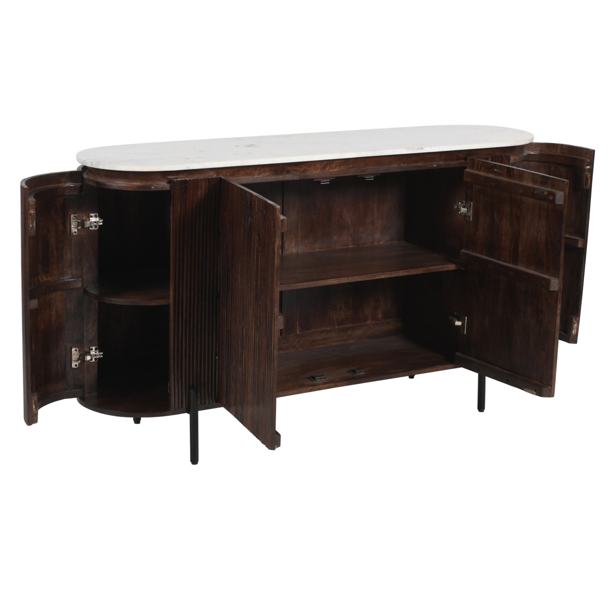 Opal Mango Wood Sideboard With Marble Top & Metal Legs