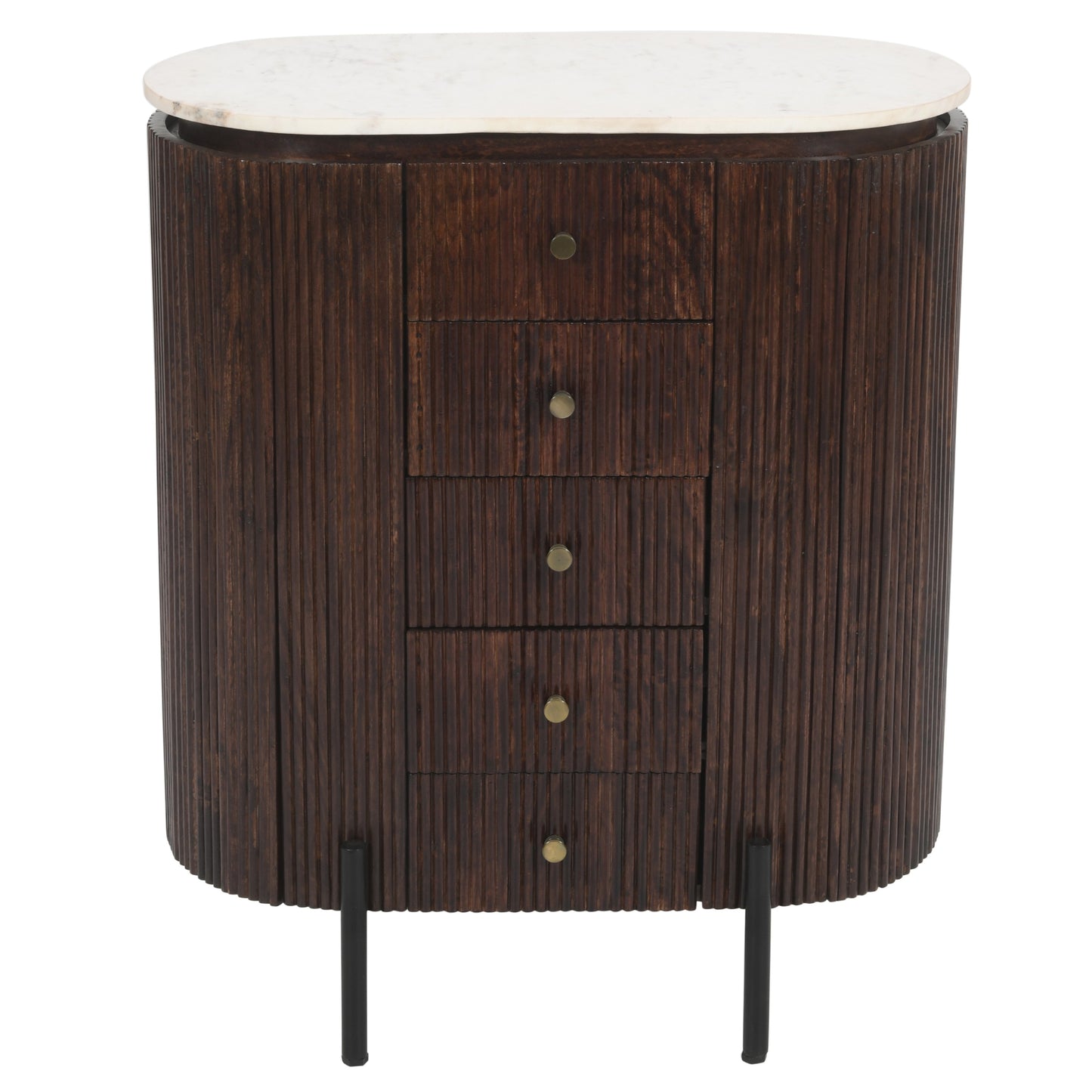 Opal Mango Wood Wide Chest Of Drawers with Marble Top & Metal Legs