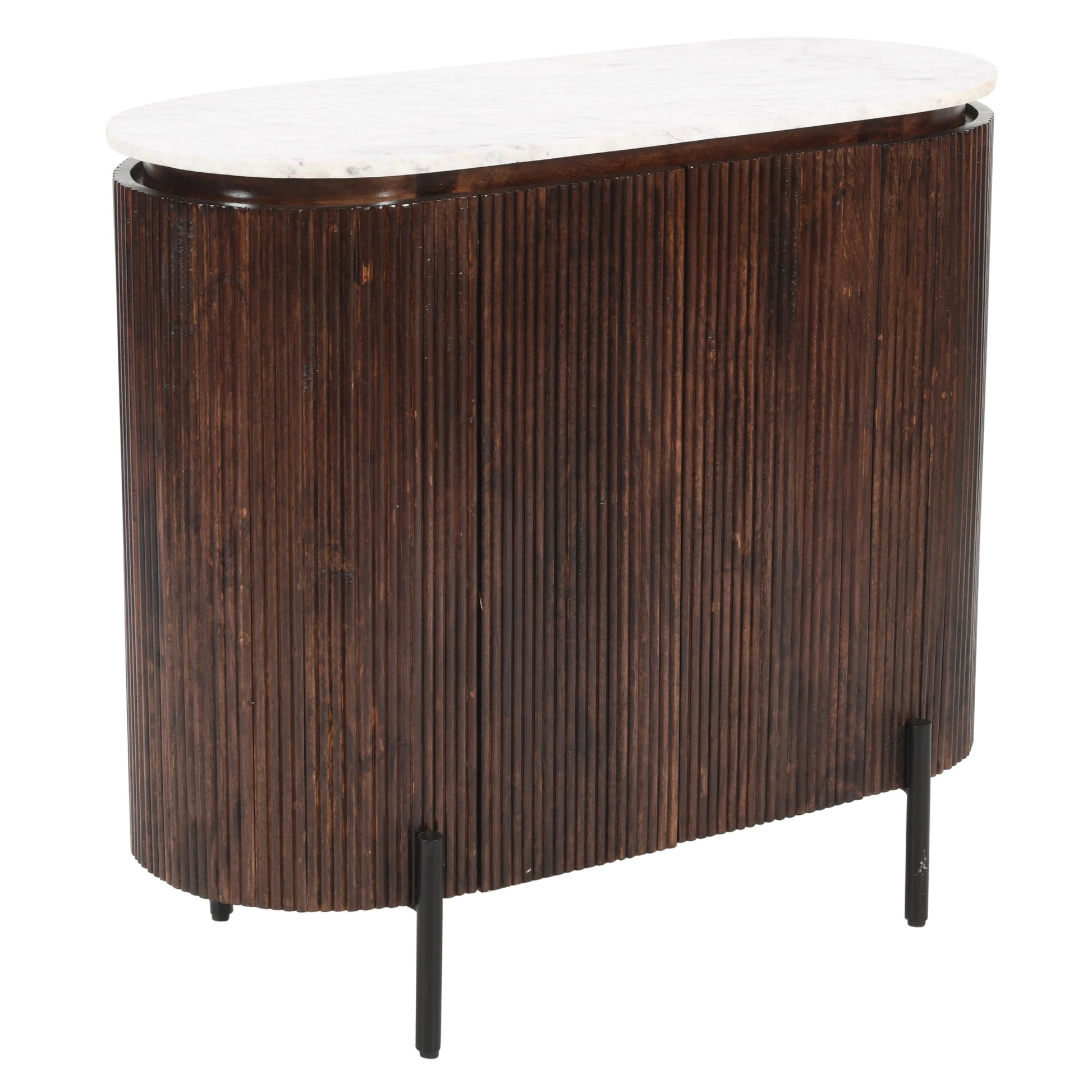 Opal Mango Wood Wide Chest Of Drawers with Marble Top & Metal Legs