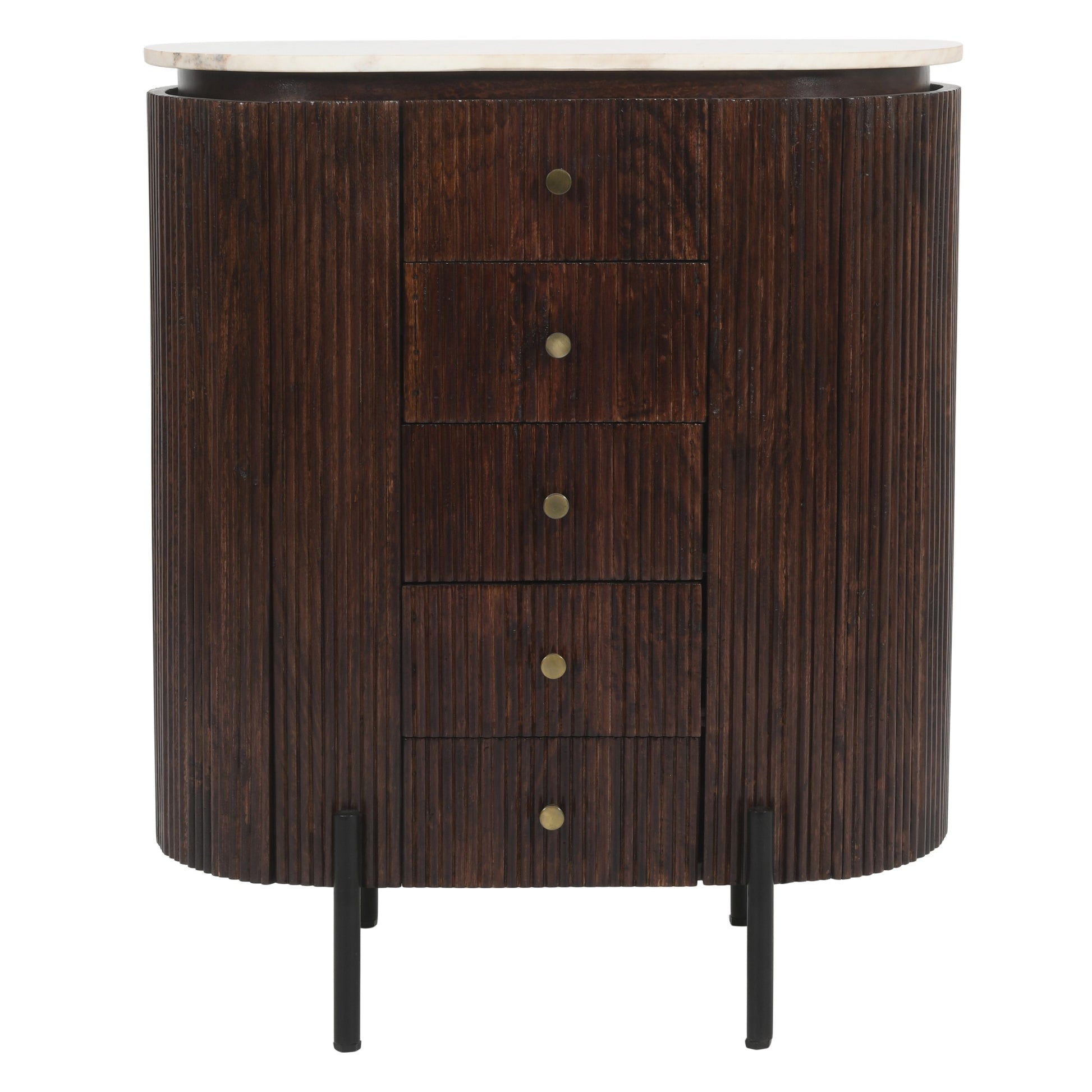 Opal Mango Wood Wide Chest Of Drawers with Marble Top & Metal Legs