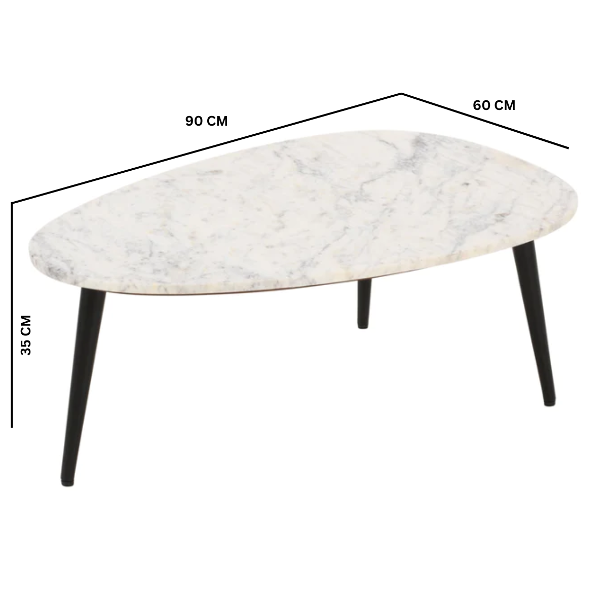 Opal Coffee Table With White Marble Top & Metal Legs