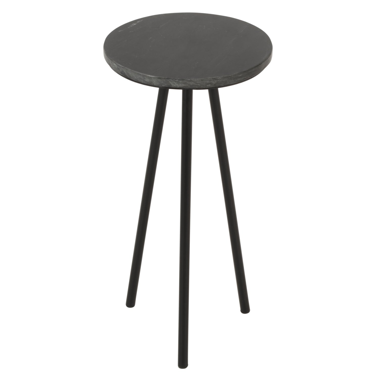 Opal Side Table With Black Marble Top & Metal Legs