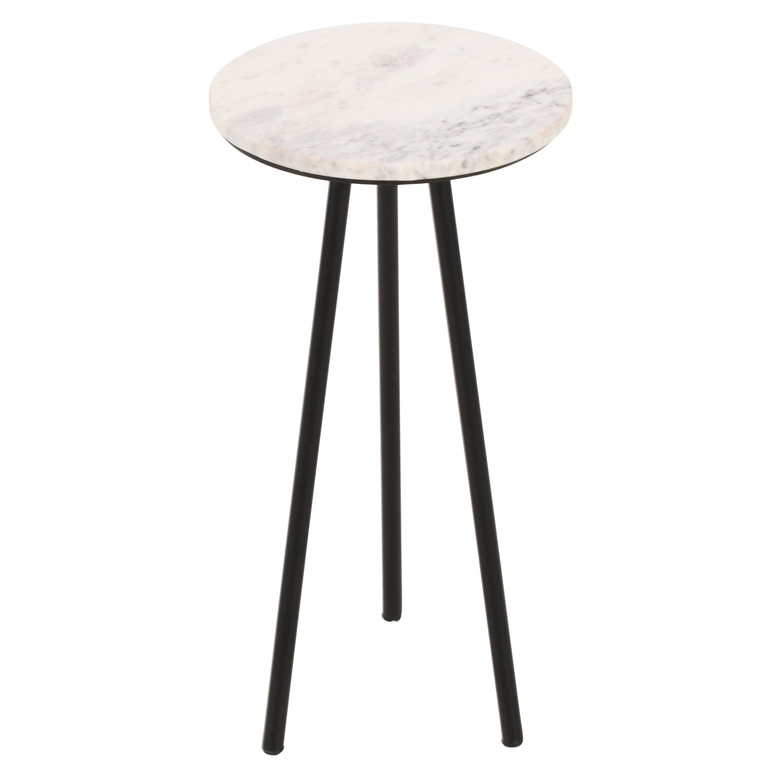 Opal Side Table With White Marble Top & Metal Legs