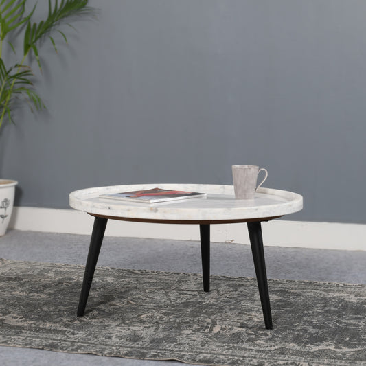 Opal Coffee Table With Marble Top And Metal Legs