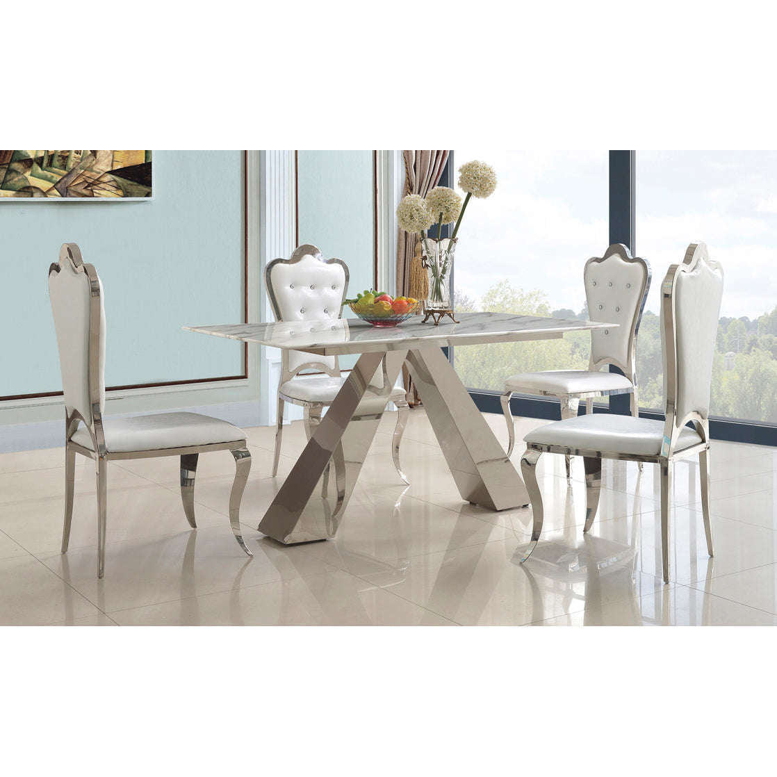 Ashpinoke:Madagascar Polyurethane Dining Chair Stainless Steel & Polyurethane,Dining Chairs,Heartlands Furniture