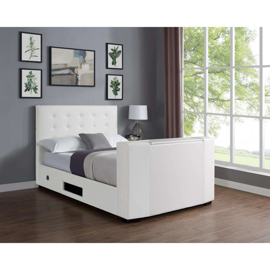 Ashpinoke:Marbella TV Bed PVC King Size Bed White,King Size Beds,Heartlands Furniture