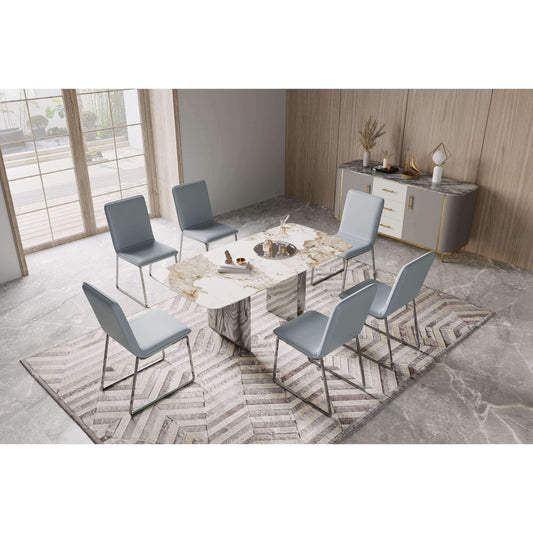 Ashpinoke:Montego Marble Dining Table with Stainless Steel Base,Premium Dining,Heartlands Furniture