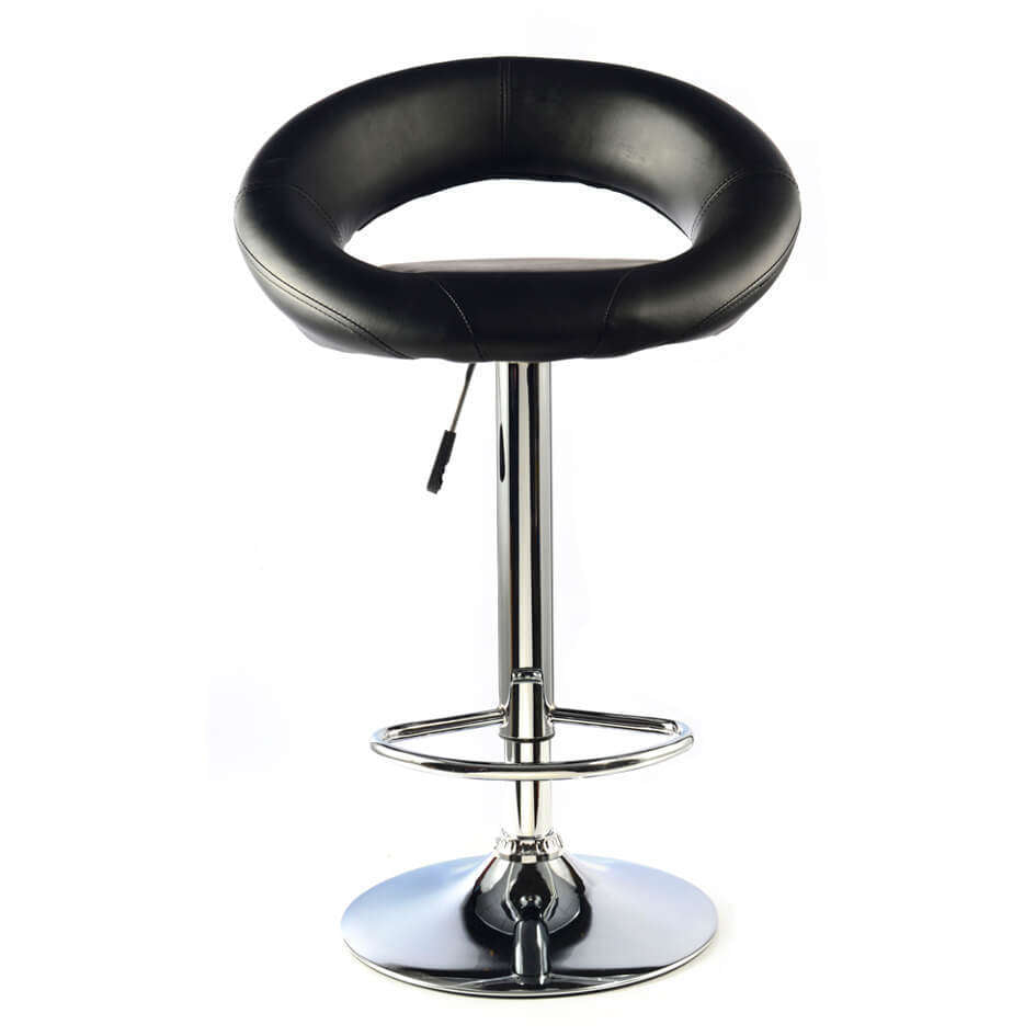 Ashpinoke:Murry Bar Stool Polyurethane Chrome & Black (2s),Bar Stools,Heartlands Furniture