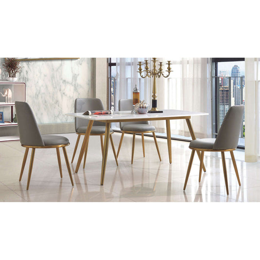 Ashpinoke:Namibia Marble Dining Table with Stainless Steel Legs Gold,Dining Tables,Heartlands Furniture