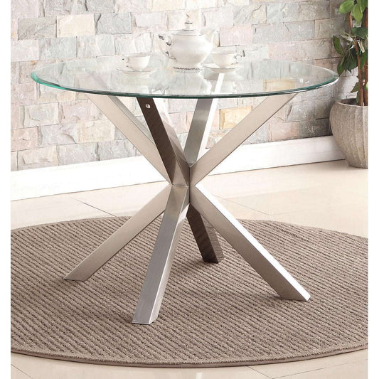 Ashpinoke:Nelson Dining Table with Brushed Stainless Steel,Dining Tables,Heartlands Furniture