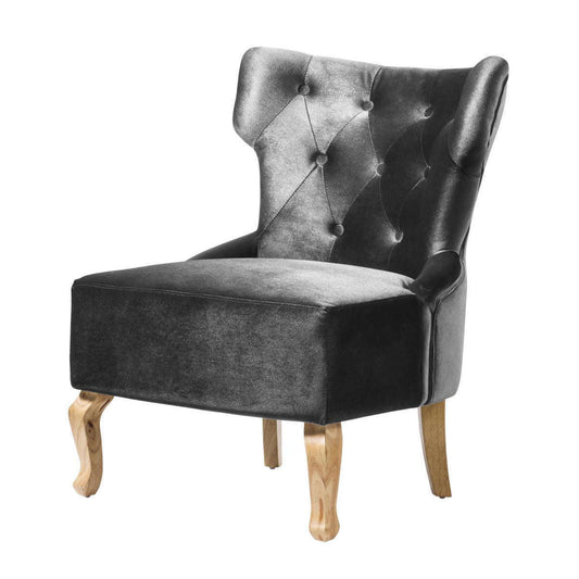 Ashpinoke:Norton Velvet Chair Grey (2s),Chairs,Heartlands Furniture