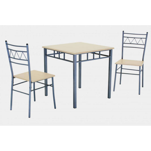 Ashpinoke:Oslo Small Dining Set with 2 Chairs Silver & Beech,Dining Sets,Heartlands Furniture