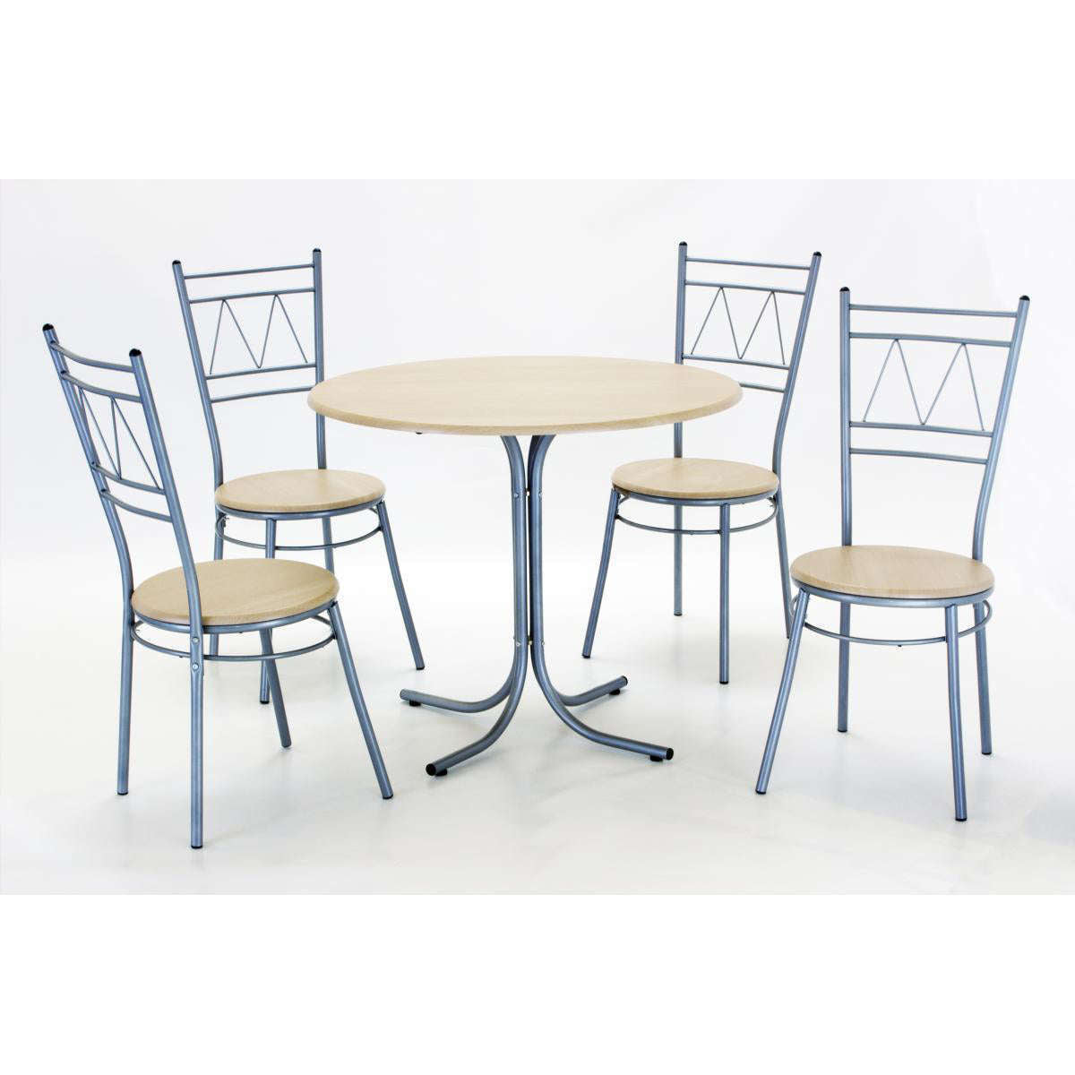 Ashpinoke:Oslo Round Dining Set with 4 Chairs Silver & Beech,Dining Sets,Heartlands Furniture