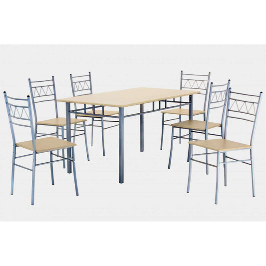 Ashpinoke:Oslo Large Dining Set with 6 Chairs Silver & Beech,Dining Sets,Heartlands Furniture