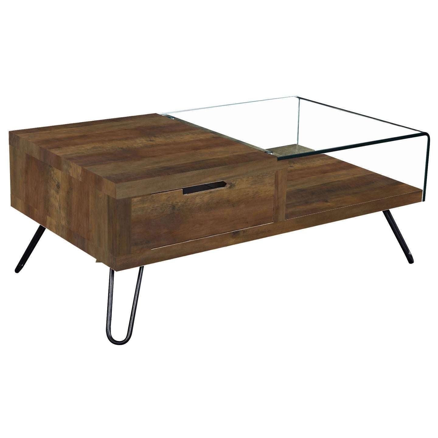 Ashpinoke:Overton Coffee Table Oak Effect & Bent Glass,Coffee Tables,Heartlands Furniture