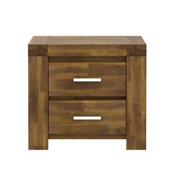Ashpinoke:Parkfield Solid Acacia Bedside Table 2 Drawer,Nightstands,Heartlands Furniture
