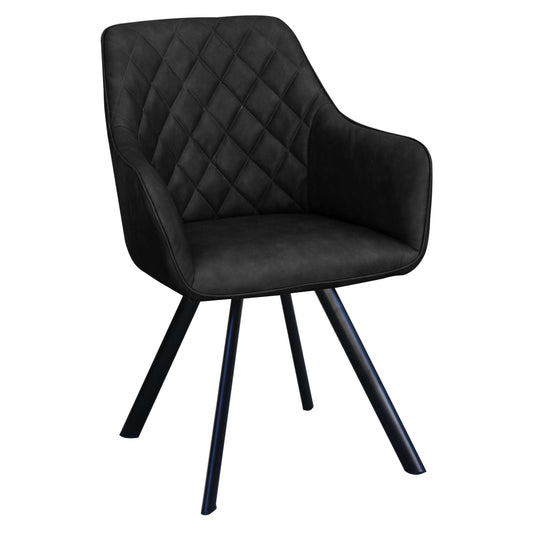 Ashpinoke:Pattingham Special Polyurethane Arm Chair Black with Black Metal Legs,Chairs,Heartlands Furniture