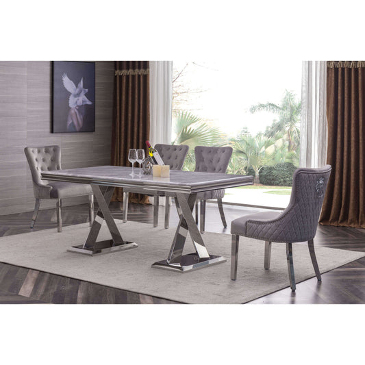 Ashpinoke:Plato Marble Dining Table with Stainless Steel Base,Premium Dining,Heartlands Furniture