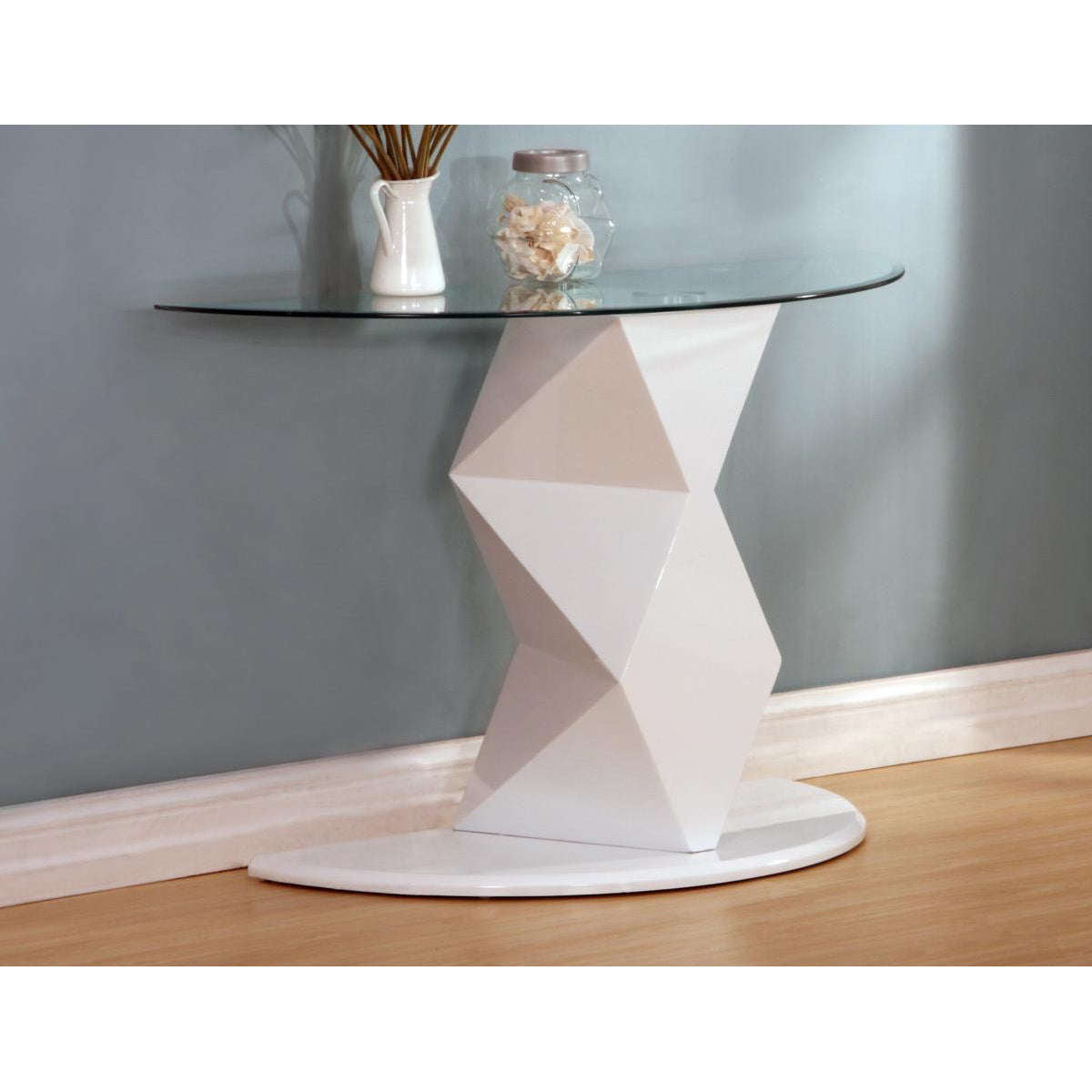 Rowley White High Gloss Console Table
