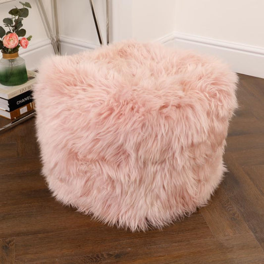 Ashpinoke - Pink Sheepskin Pouffe