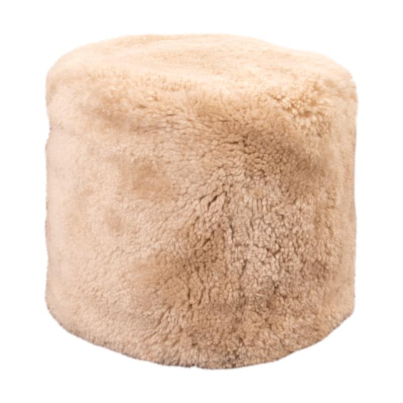 Ashpinoke - Cream Short Pile Sheepskin Pouffe