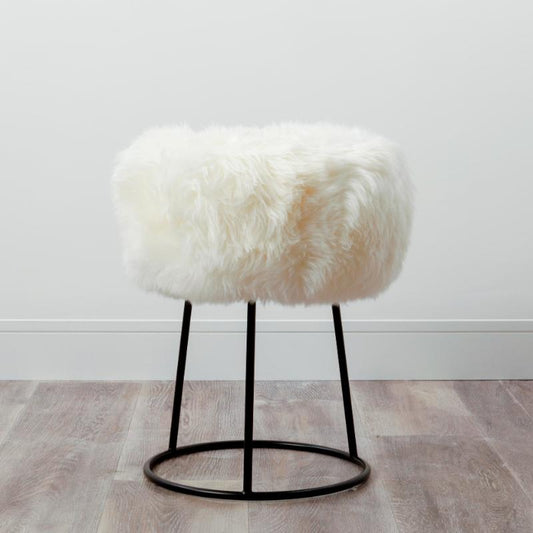 Ashpinoke - Natural Metal Sheepskin Stool