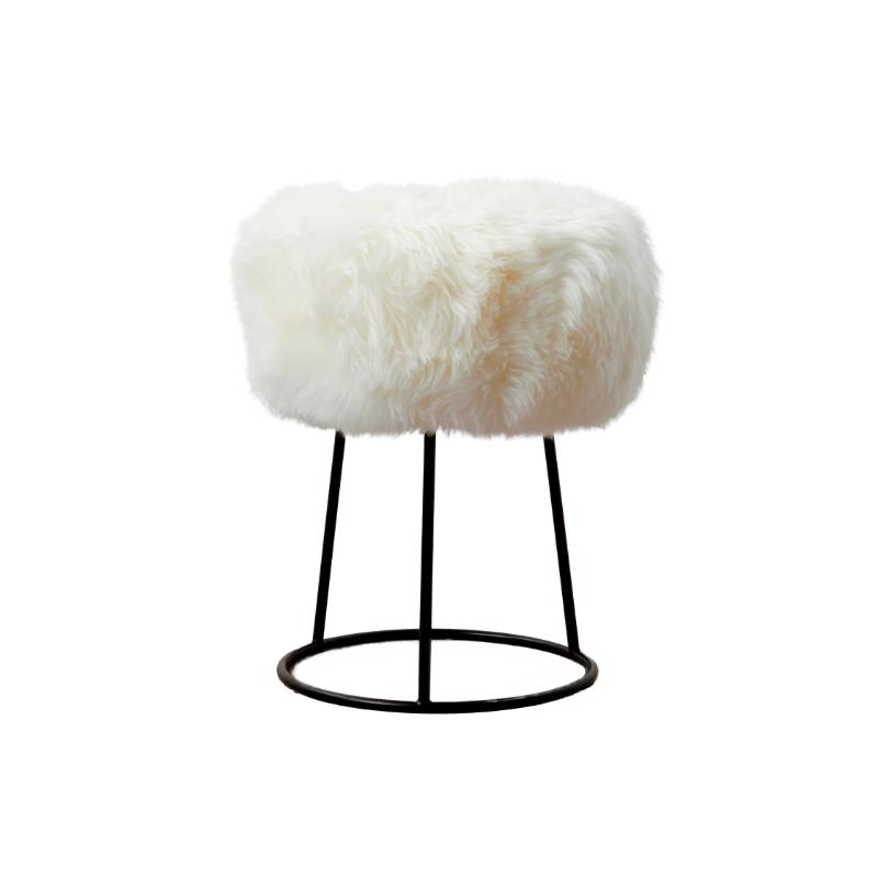 Ashpinoke - Natural Metal Sheepskin Stool