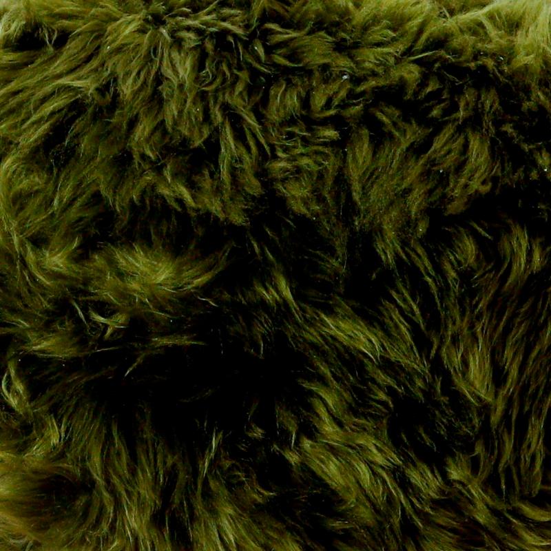 Ashpinoke - Olive Green Sheepskin Wood Stool - Black