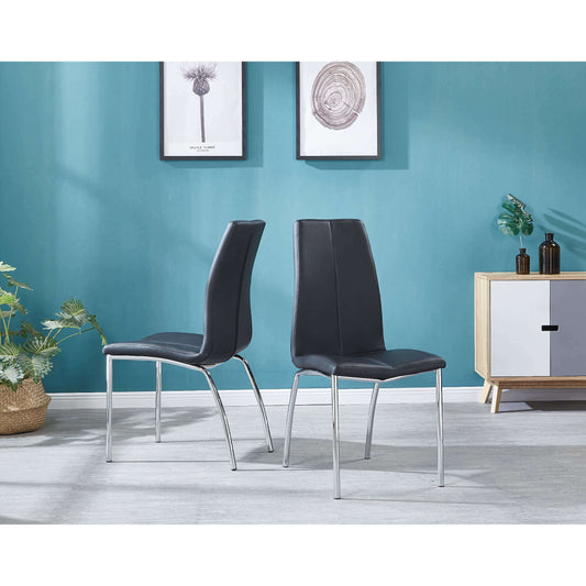 Scimitar Polyurethane Chairs Chrome & Black (2s)