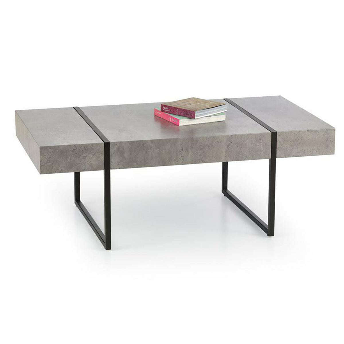 Sierra Coffee Table Stone with Black Metal Legs