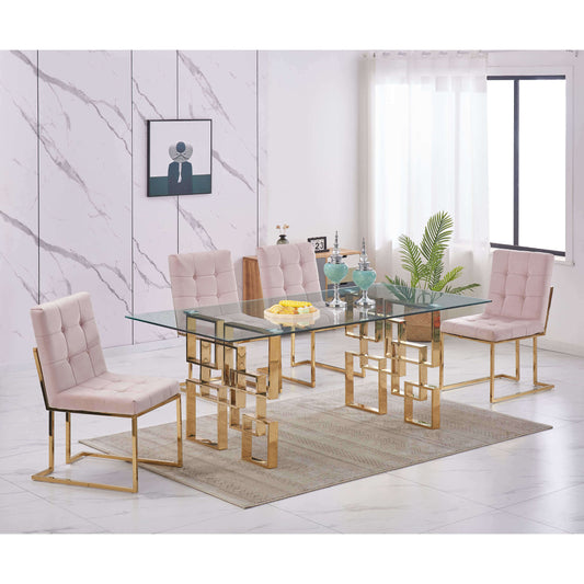 Spectra Dining Table Clear Glass with Gold Legs