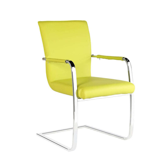 Una Polyurethane Arm Chairs Chrome & Green (2s)