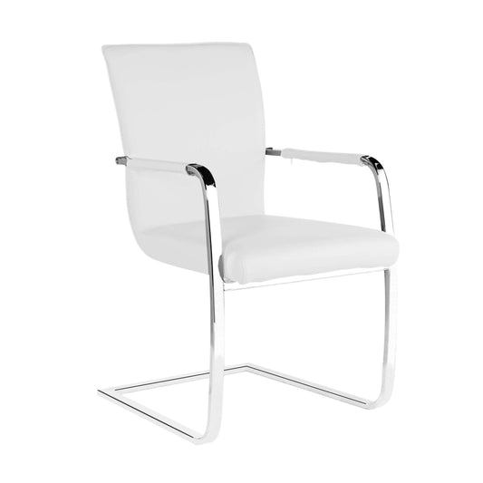 Una Polyurethane Arm Chairs Chrome & White (2s)