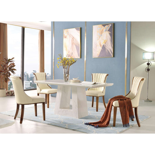 Venice Polyurethane Dining Chair with Wooden Legs