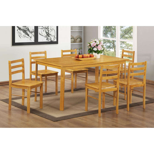 York Large Dining Set with 6 Chairs Natural Oak