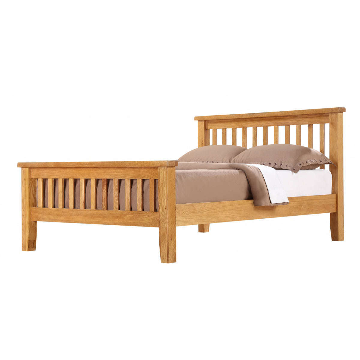 Ashpinoke:Acorn Solid Oak Bed High Footend Double,Double Beds,Heartlands Furniture