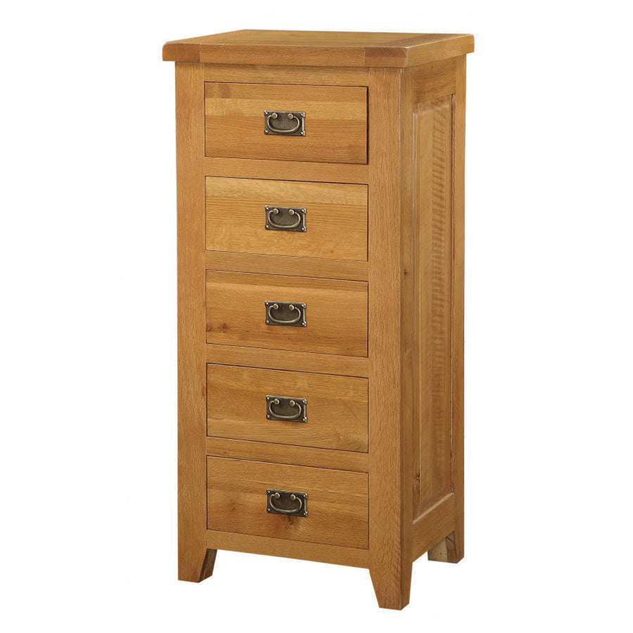 Ashpinoke:Acorn Solid Oak Chest 5 Drawer Narrow,Chests and Drawers,Heartlands Furniture