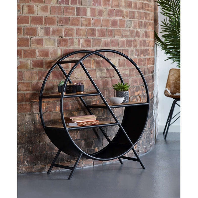 Ashpinoke:Cosmo Industrial Round Open Bookcase,Bookcases,Indian Hub