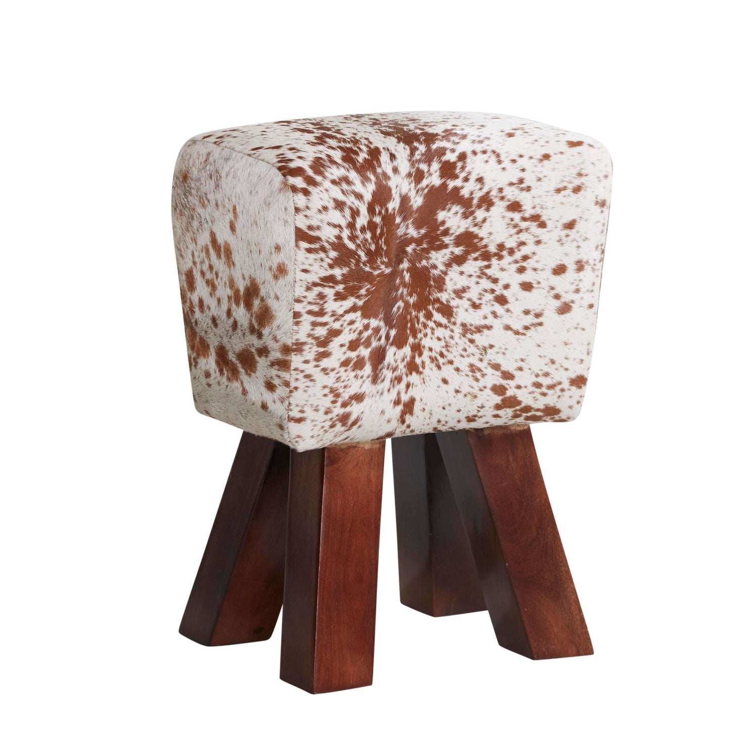 Ashpinoke:Cowhide Stool Natural,Ottomans,Indian Hub