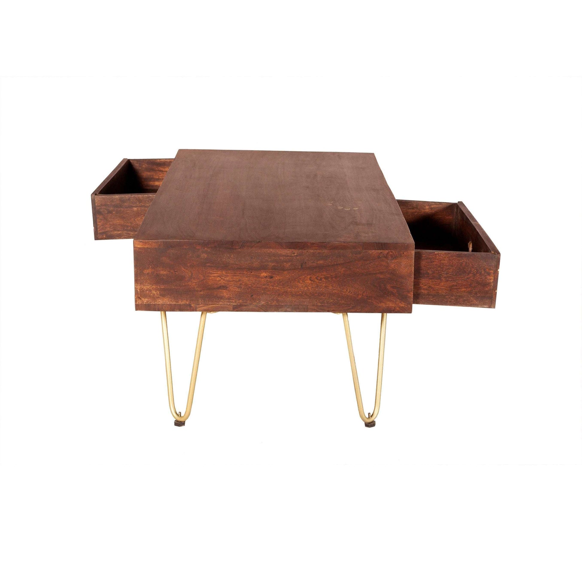 Ashpinoke:Dark Gold Rectangular Coffee Table With Drawer,Coffee Tables,Indian Hub