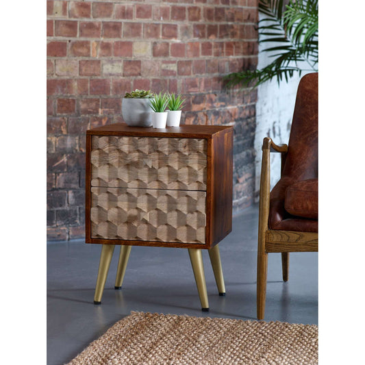 Ashpinoke:Edison 2 Drawer Side Table,Side Tables,Indian Hub