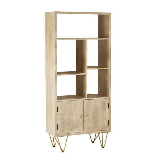 Ashpinoke:Light Gold Large Bookcase 2 Door,Bookcases,Indian Hub