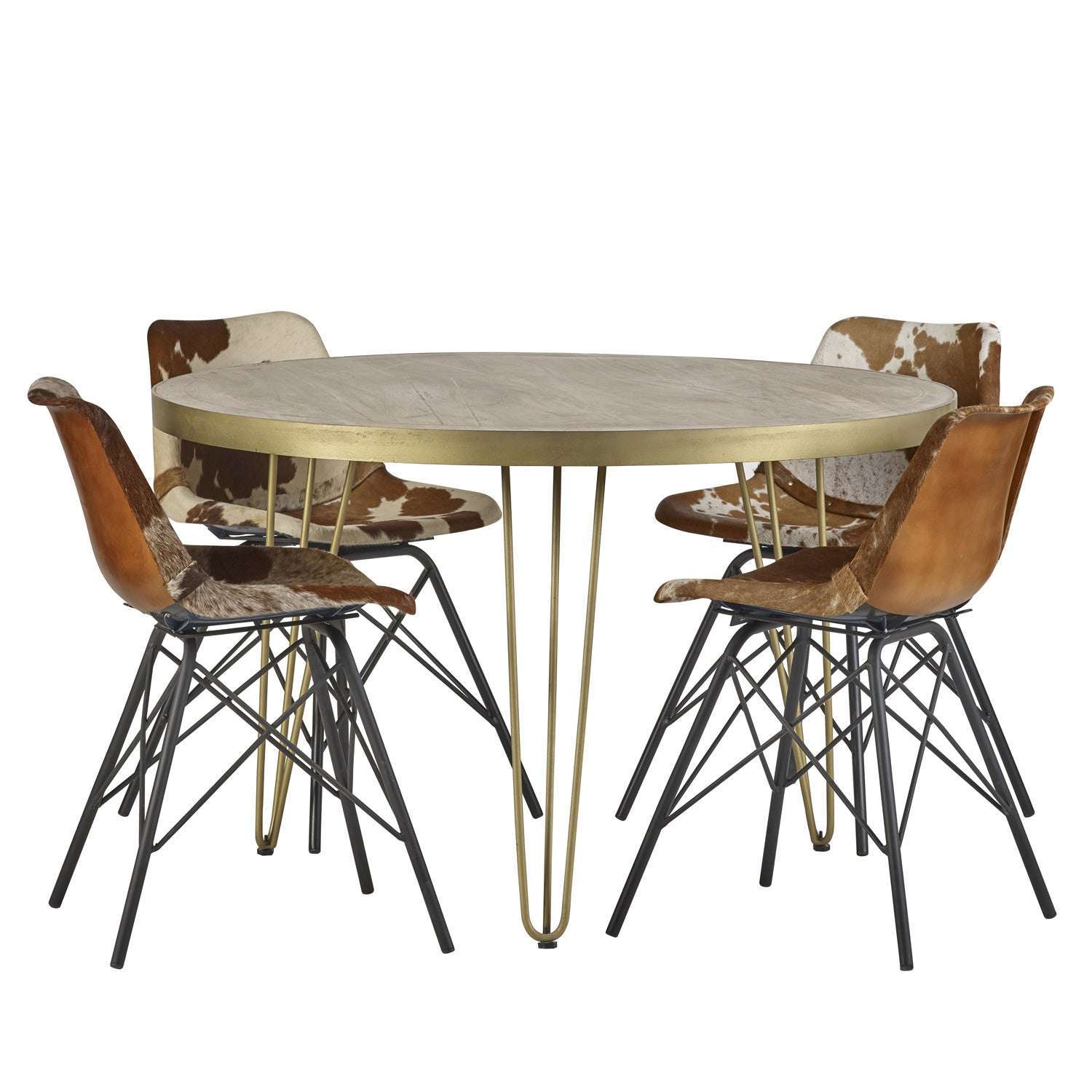 Ashpinoke:Light Gold Round Dining Table,Dining Tables,Indian Hub