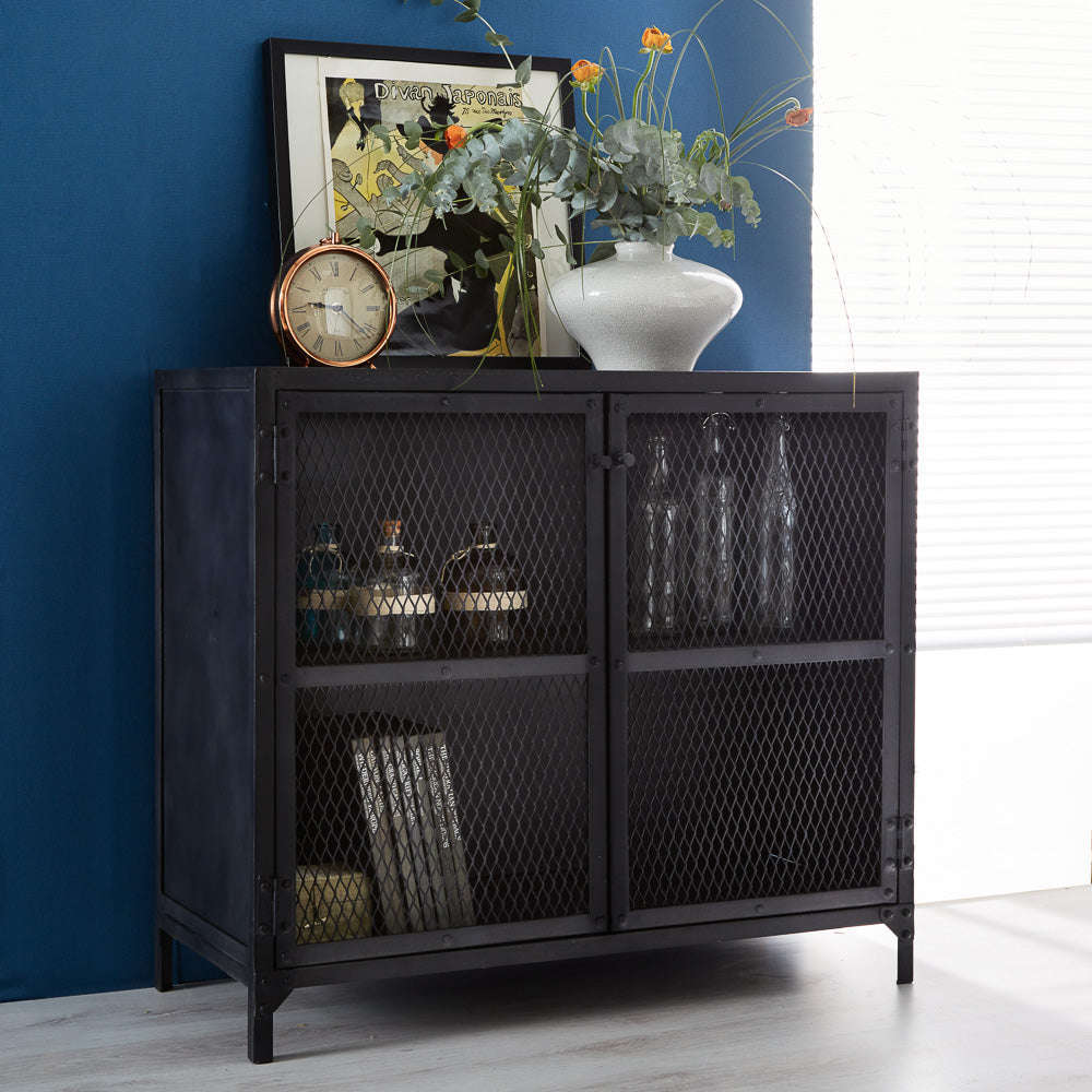 Ashpinoke:Metalica Iron Small Sideboard,Sideboards and Displays,Indian Hub