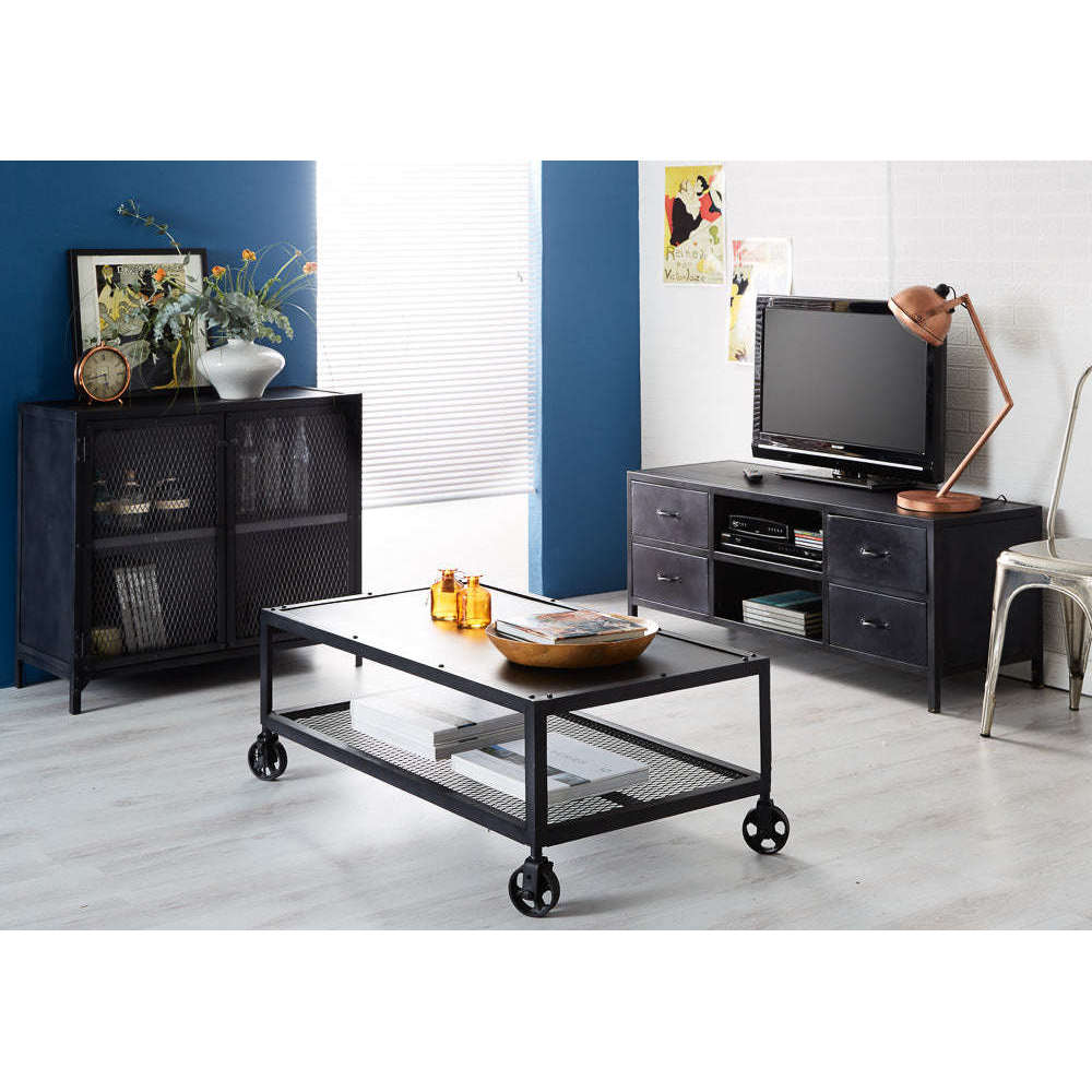 Ashpinoke:Metalica Iron Small Sideboard,Sideboards and Displays,Indian Hub