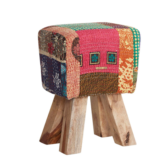 Ashpinoke:Multi Colour Fabric Stool,Ottomans,Indian Hub