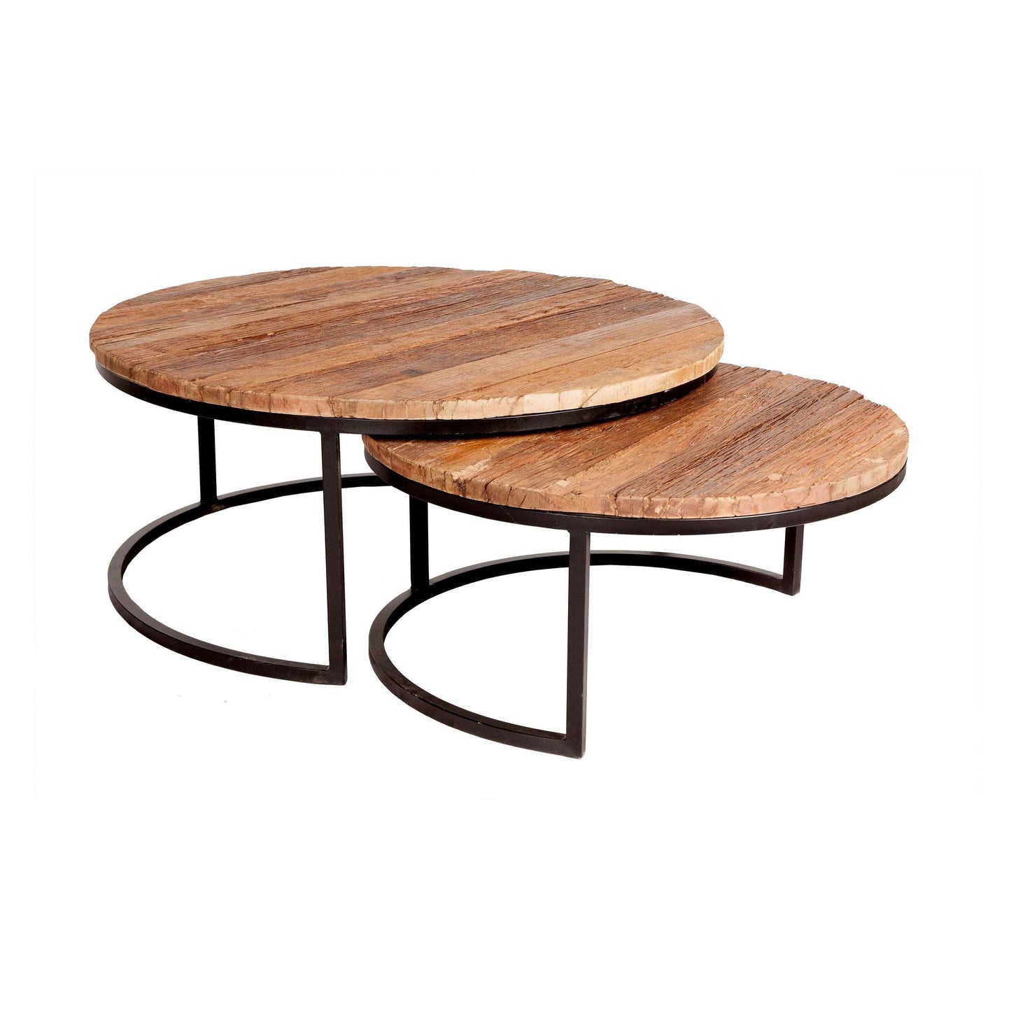 Round Railway Sleeper Set Of 2 Coffee Tables