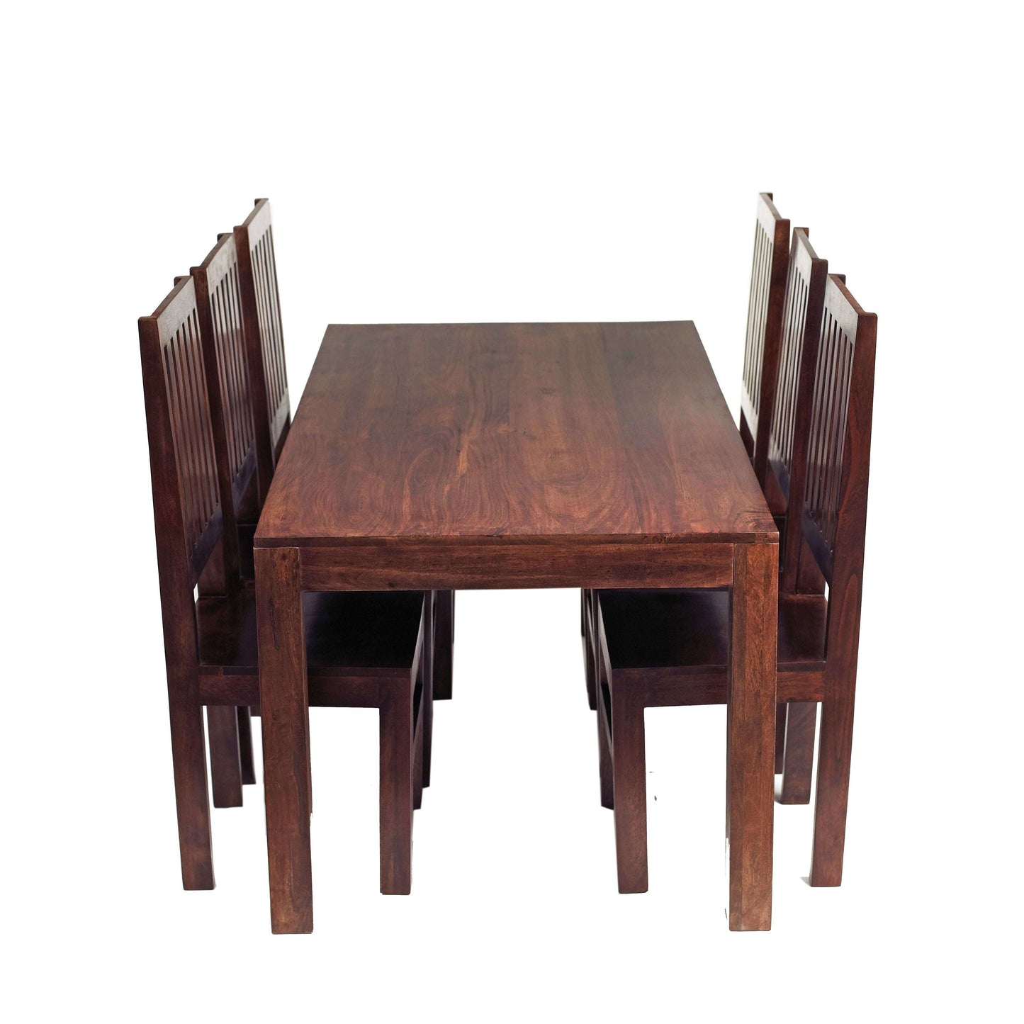 Toko Dark Mango 6Ft Dining Set With Wooden Chairs